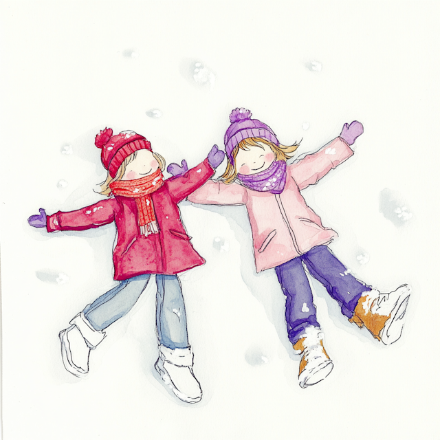 Children Making Snow Angels