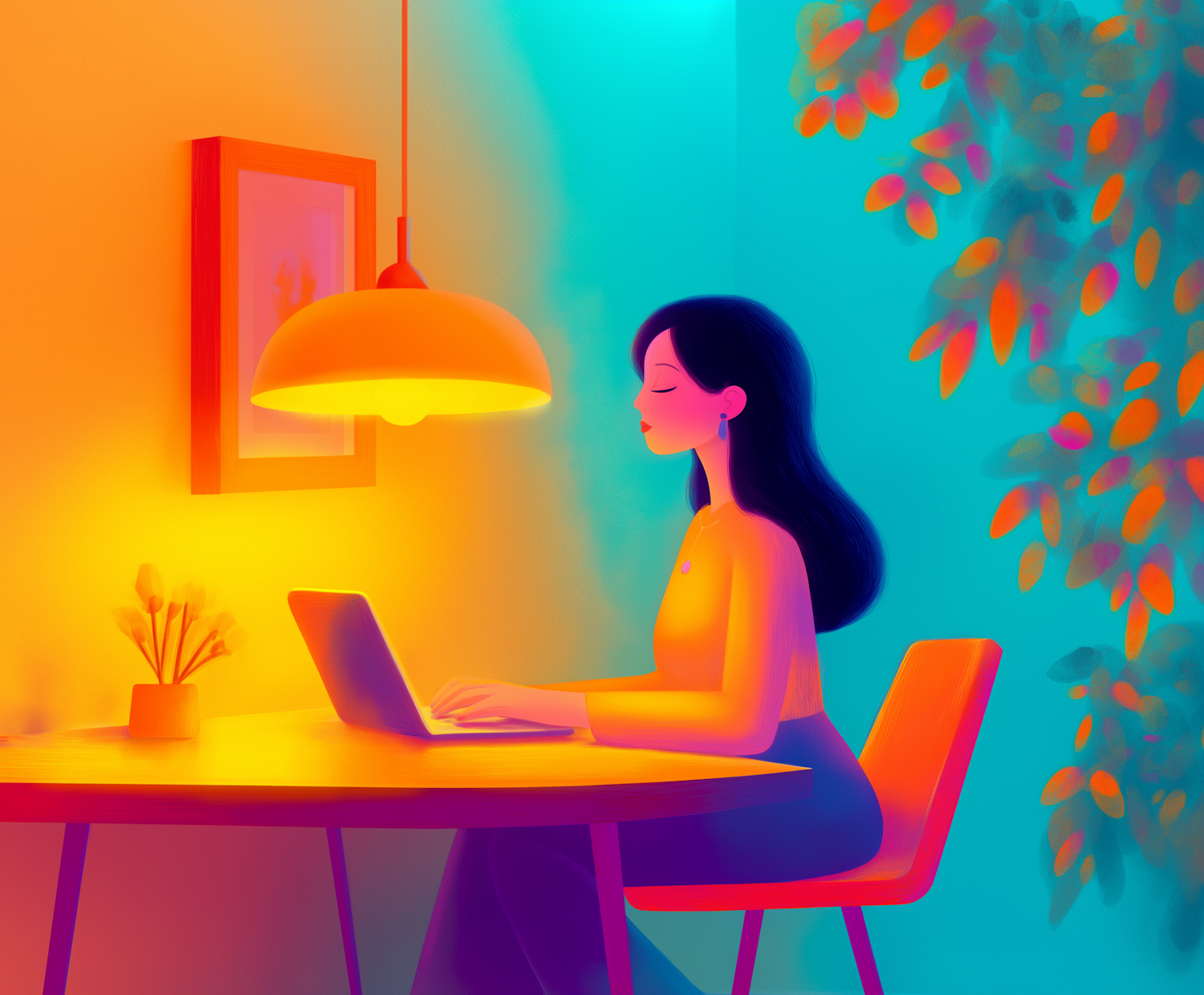 Serene Work From Home Illustration