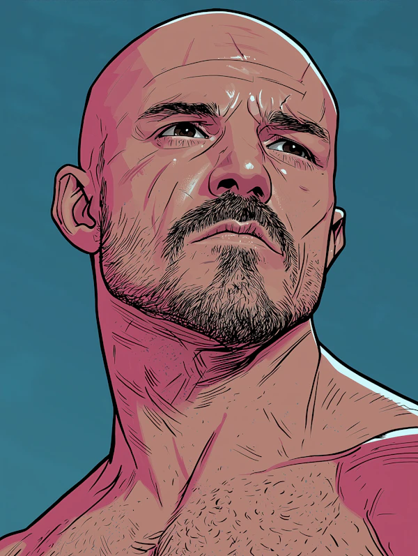 Stylized Illustration of a Bald Man