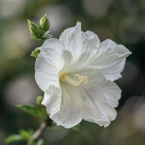 White Hibiscus Flower Close-Up