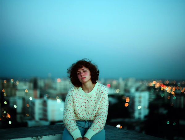 Twilight Rooftop Contemplation