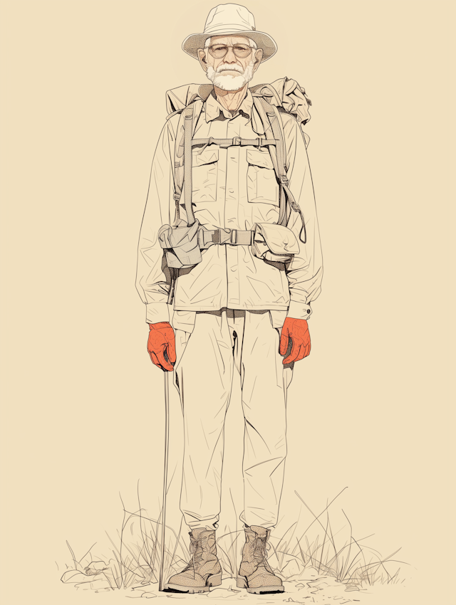 Elderly Man in Hiking Gear