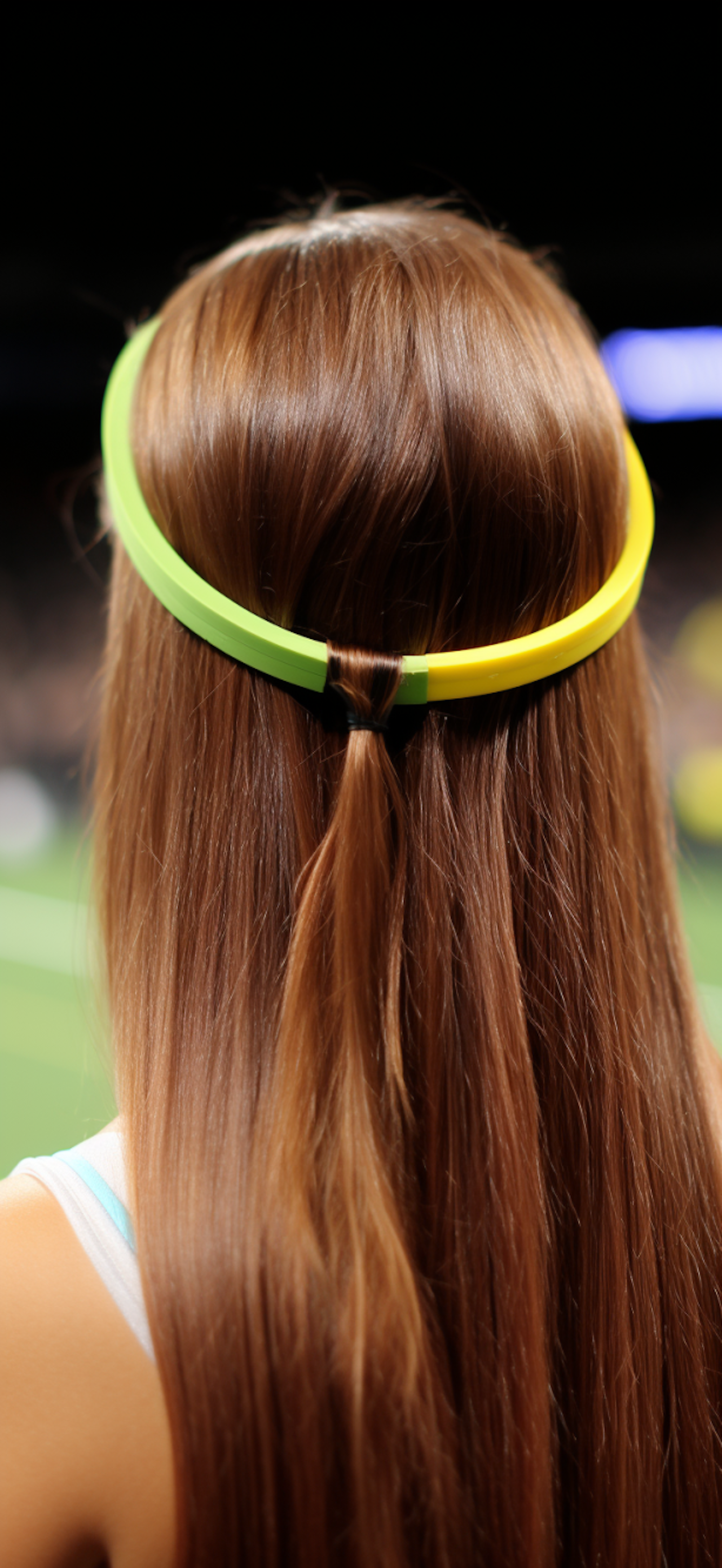 Active Chestnut Ponytail with Neon Headband