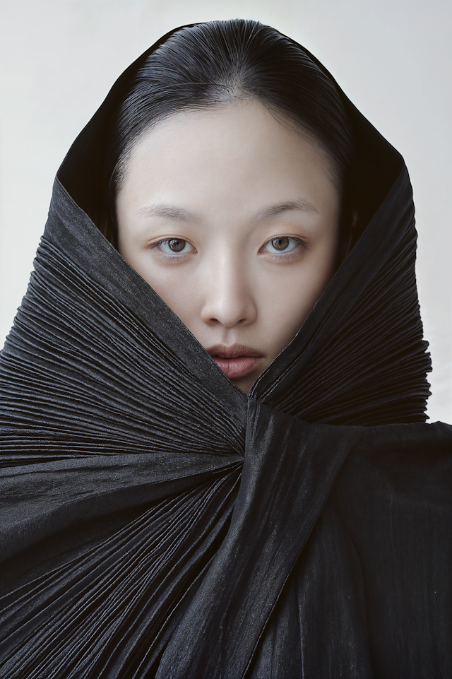 Serene Portrait with Pleated Garment