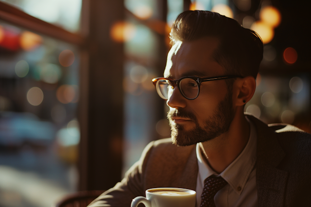 Contemplative Professional with Coffee