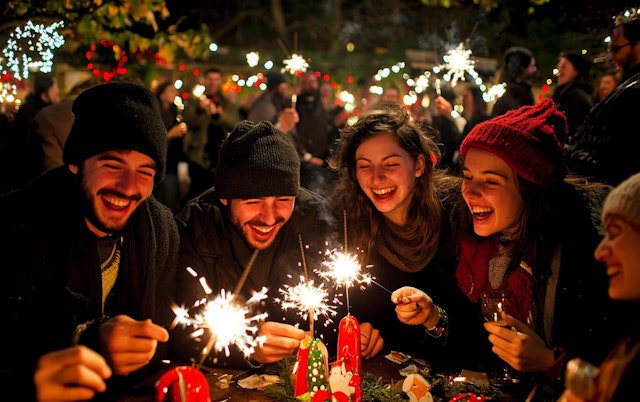 Festive Celebration with Sparklers