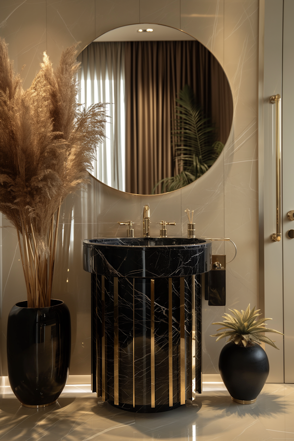 Elegant Bathroom Vanity with Gold Accents