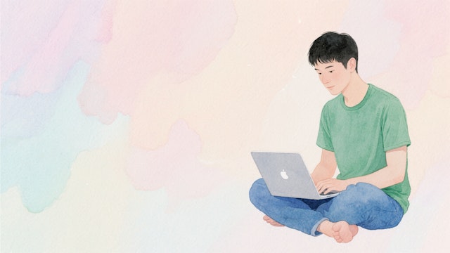 Man Using Laptop Art
