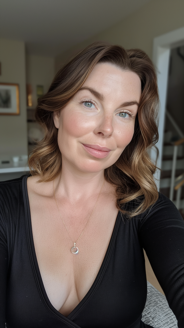 Close-Up Portrait of a Woman with Half Smile