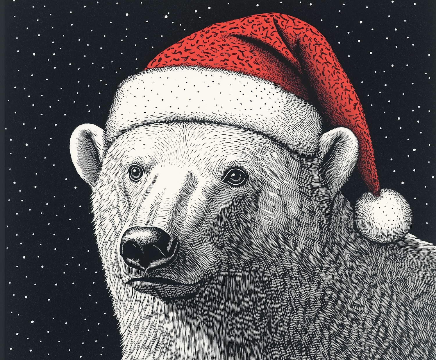 Polar Bear with Santa Hat