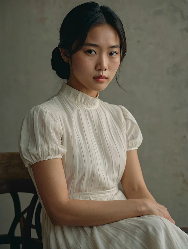 Elegant Woman in White Dress
