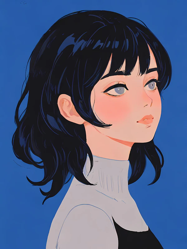 Contemplative Woman Illustration