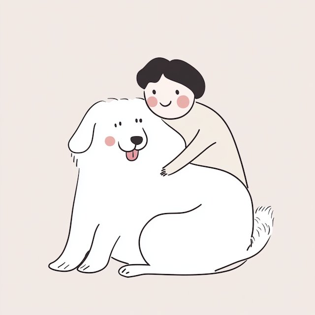 Person with Fluffy White Dog