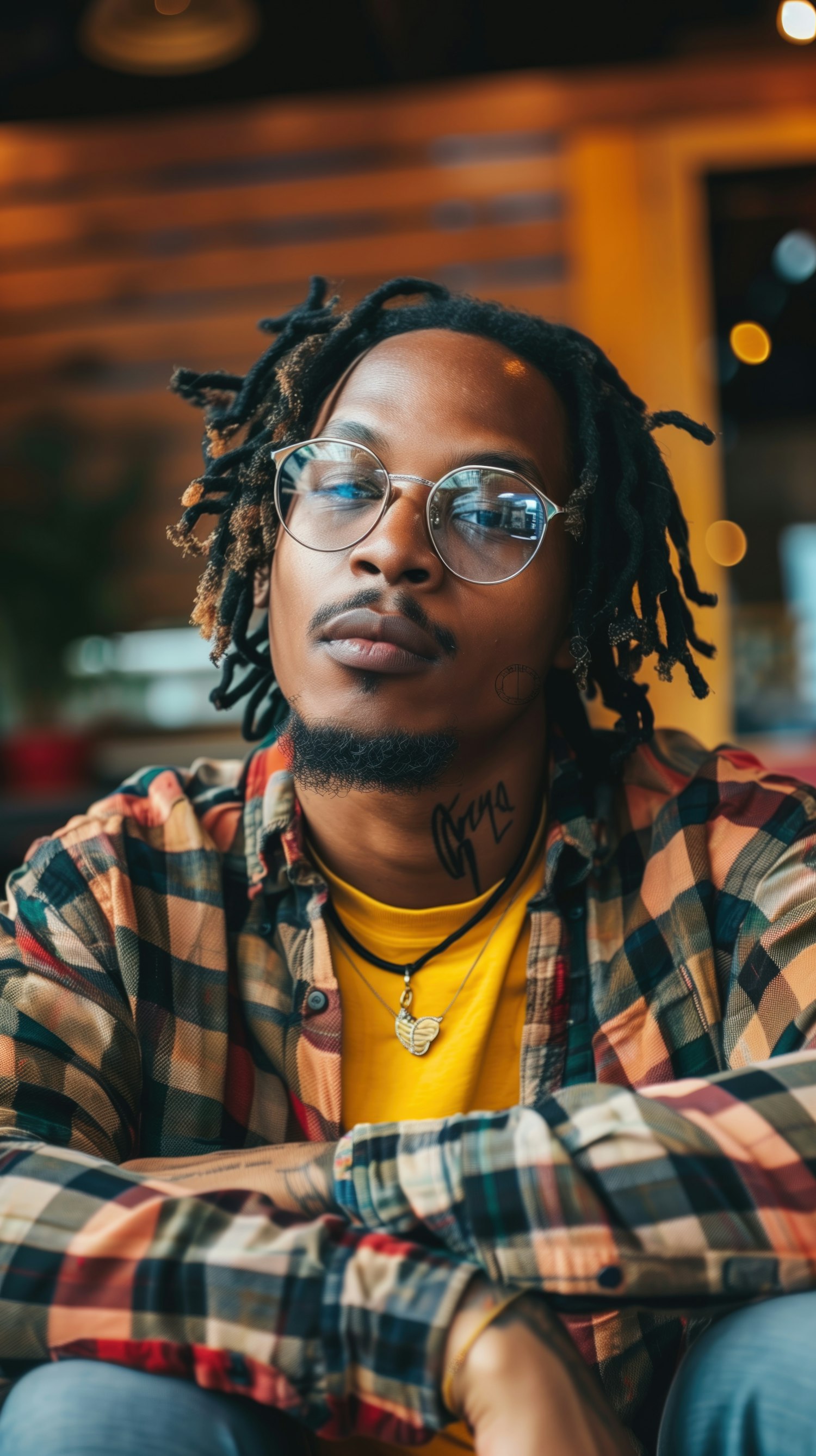 Young Man with Dreadlocks and Glasses