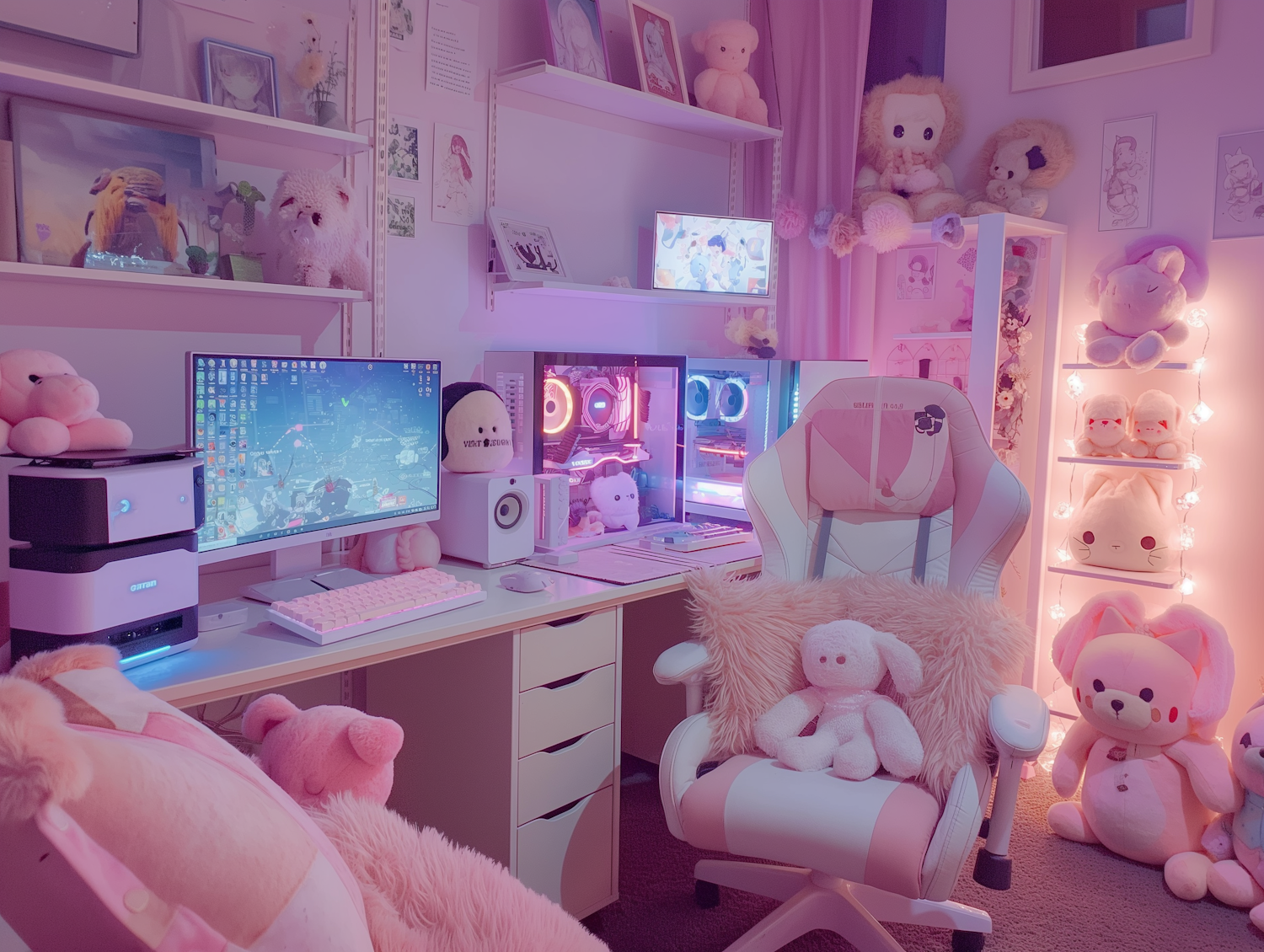 Pink-Hued Gaming Setup