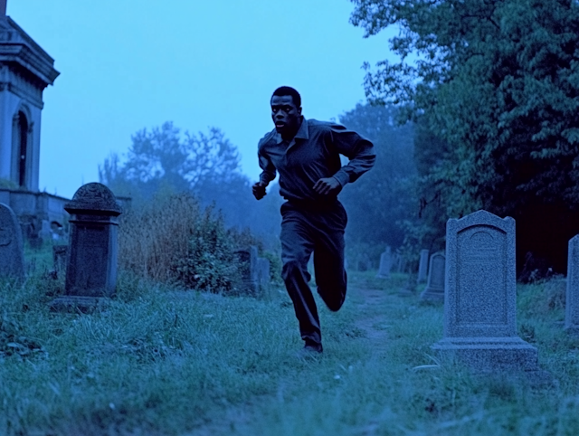 Man Running Through Graveyard