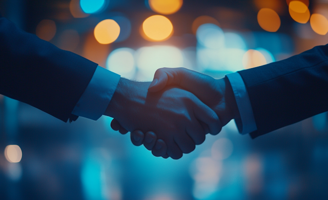 Business Handshake in Blue Ambient Light