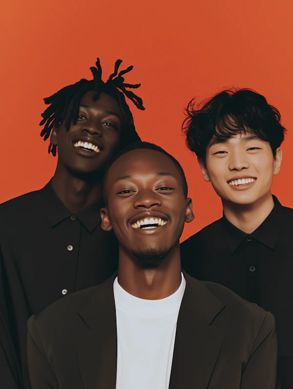 Group Portrait with Orange Background