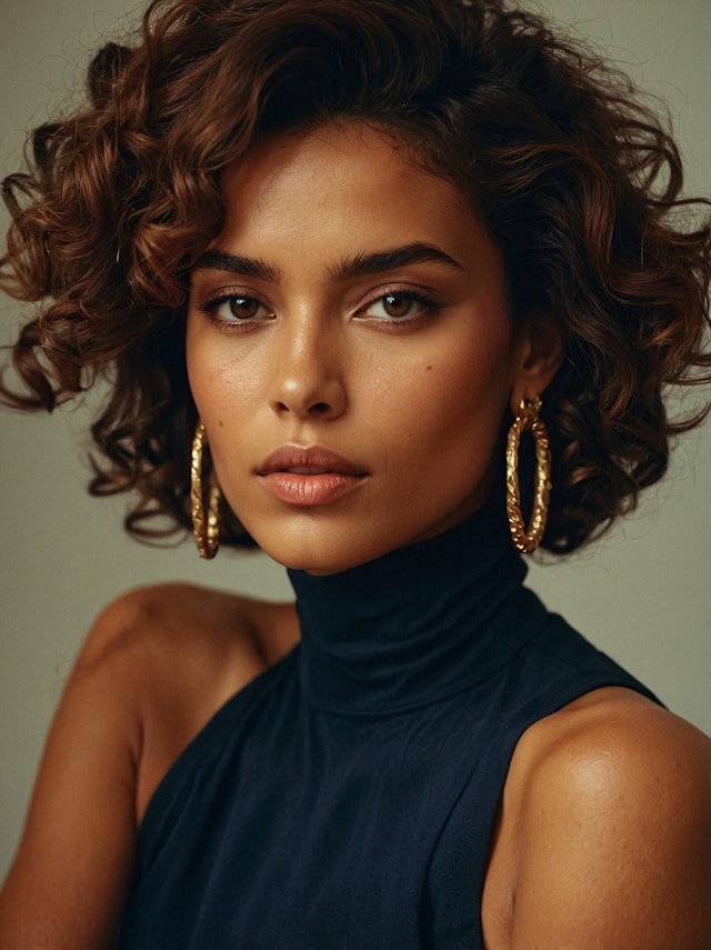 Portrait of a Woman with Curly Hair