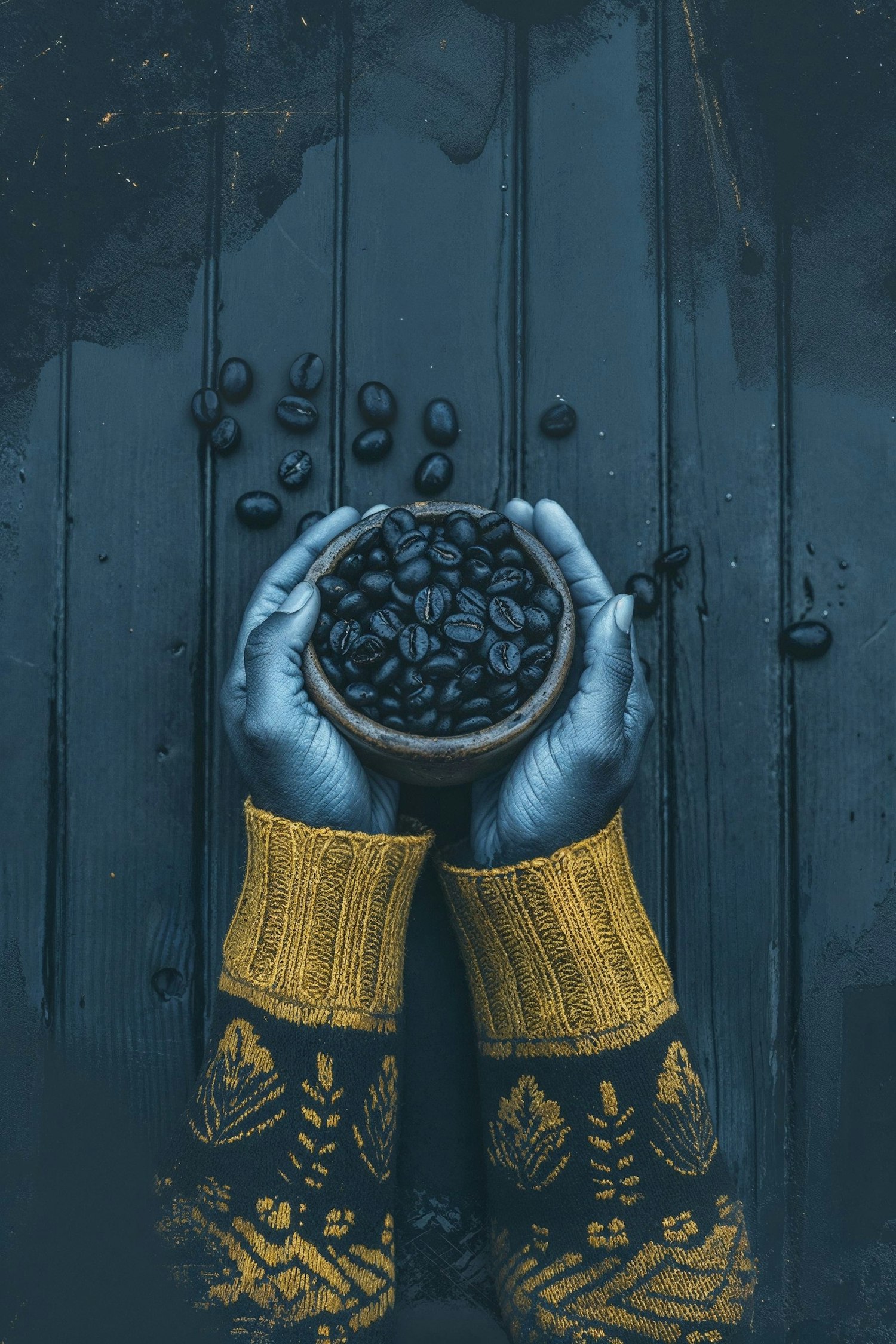 Rustic Coffee Beans in Hands