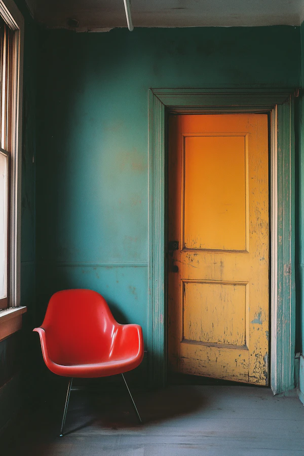 Vibrant Interior Scene with Red Chair