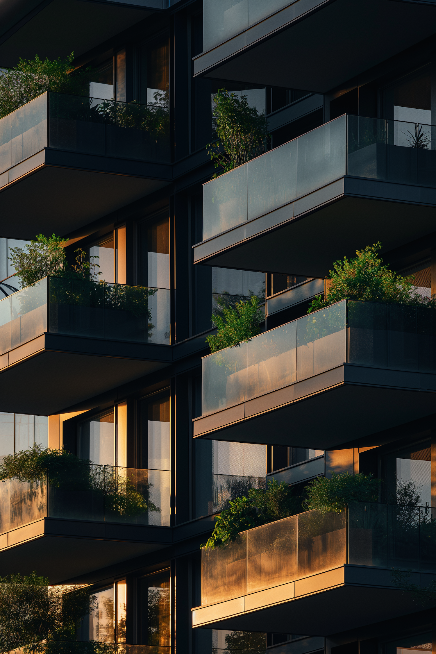 Modern Apartment Building with Plants