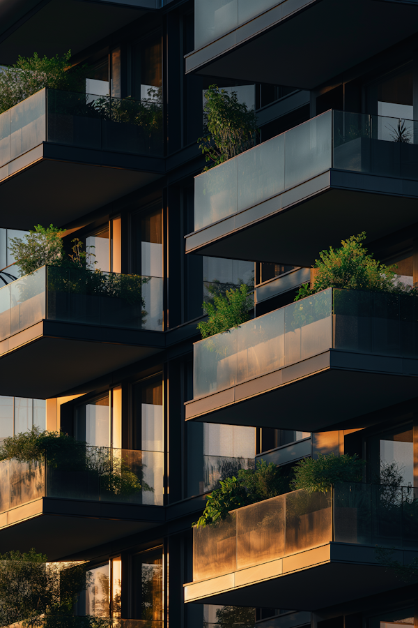 Modern Apartment Building with Plants