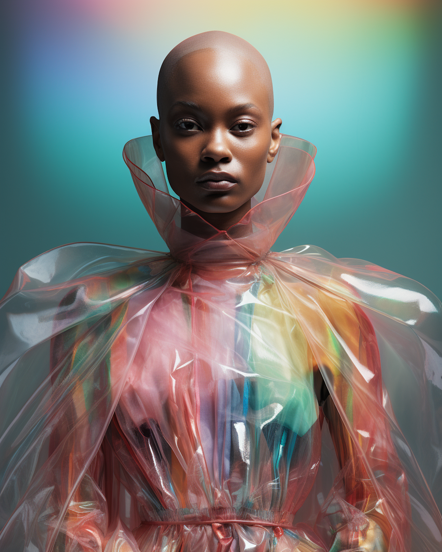 Futuristic Portrait with Iridescent Garment