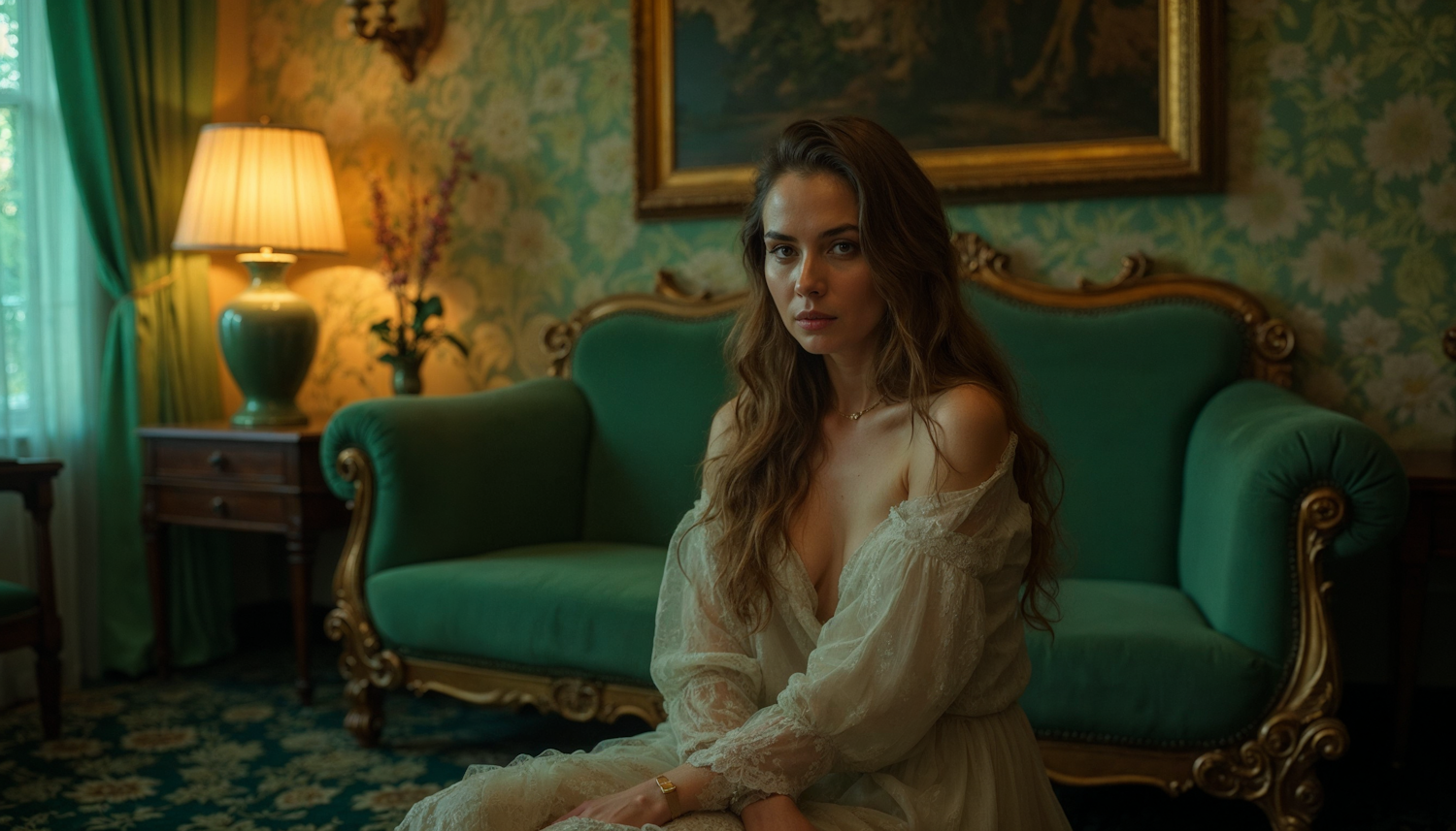 Elegant Woman in Vintage Room