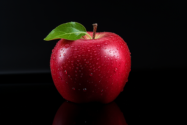 Dewy Solitude: The Radiant Red Apple