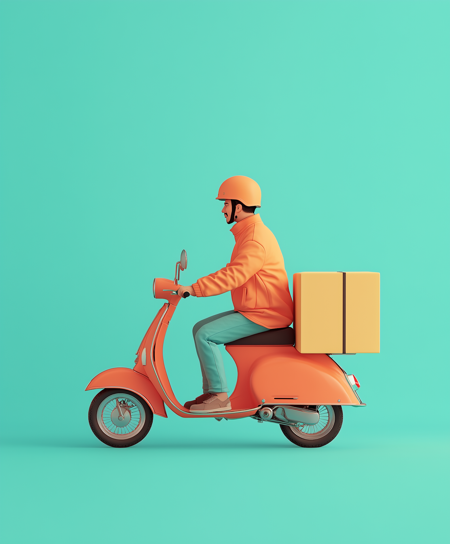 Delivery Person on Orange Scooter