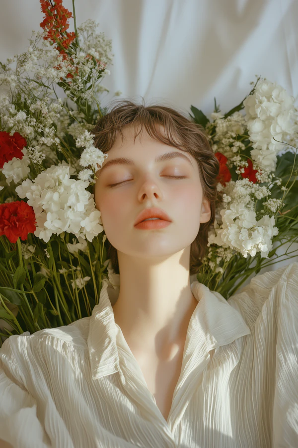 Woman in Flower Bed