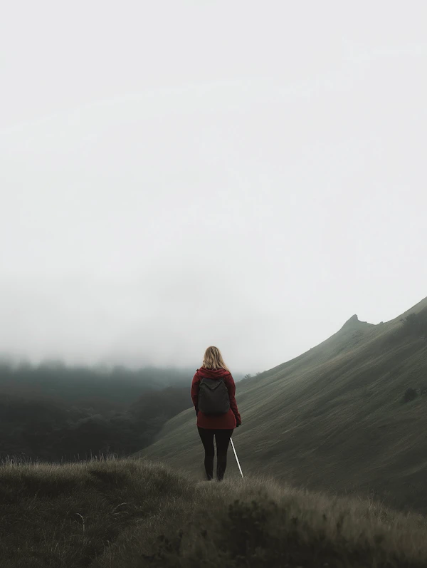 Solitary Figure on Misty Hill