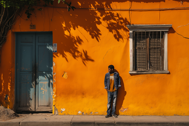 Contemplative Youth in Urban Autumn