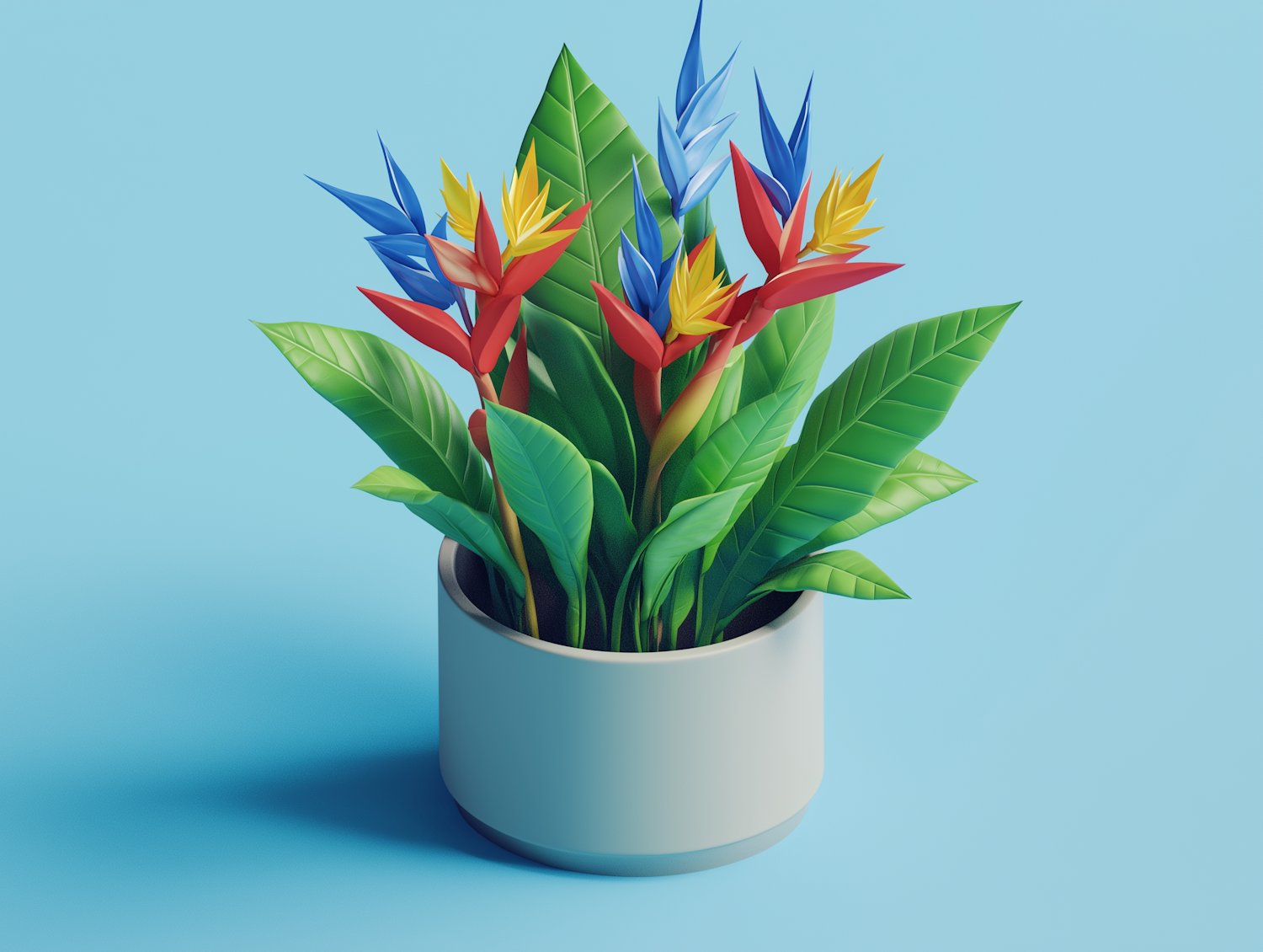 Vibrant Tropical Potted Plant Illustration