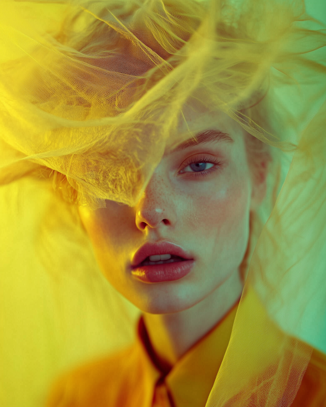 Ethereal Portrait with Yellow Fabric