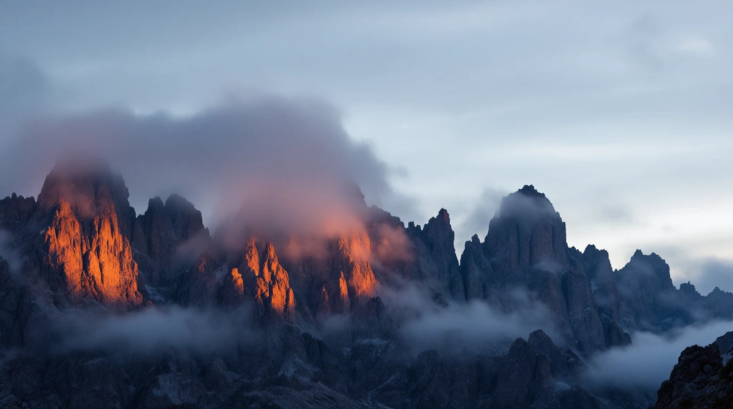 Dramatic Mountain Range at Sunrise