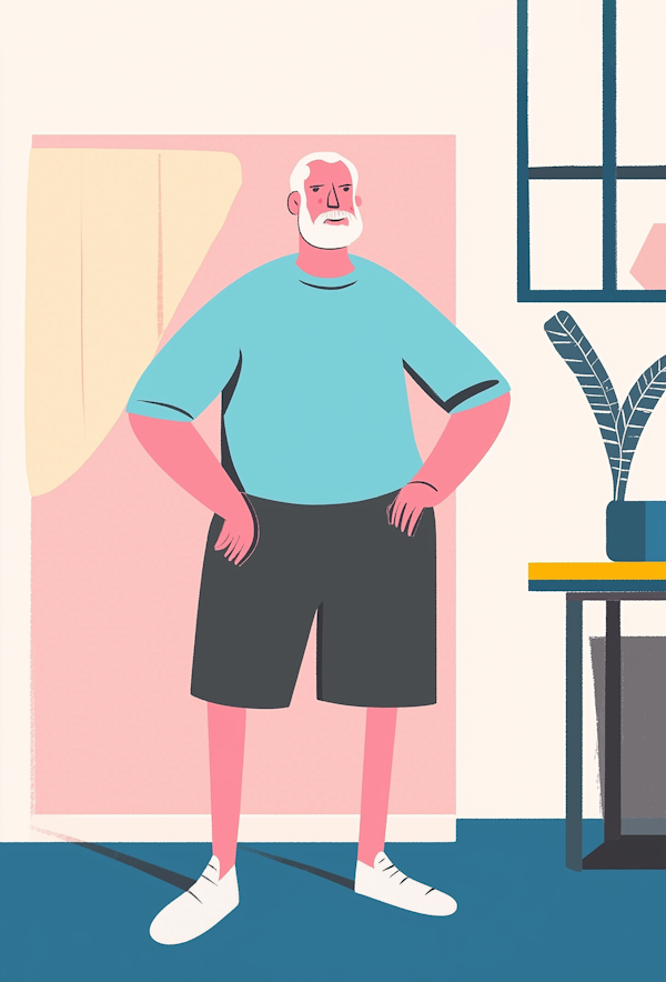 Contemplative Elderly Man Illustration