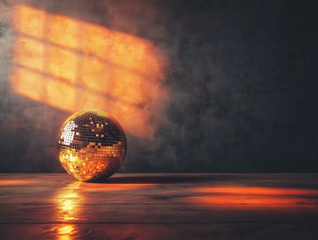 Golden Disco Ball in Sunlight