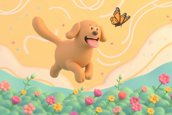 Playful Dog in Meadow