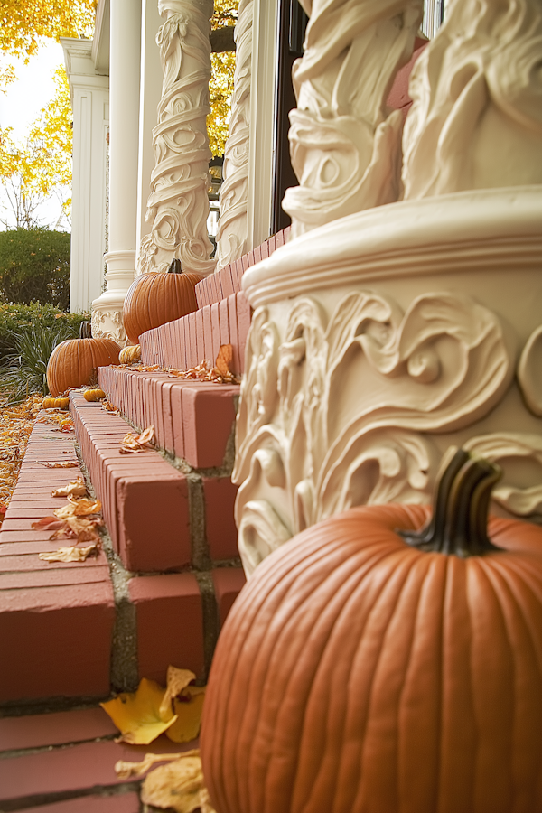 Autumn Porch with Pumpkins