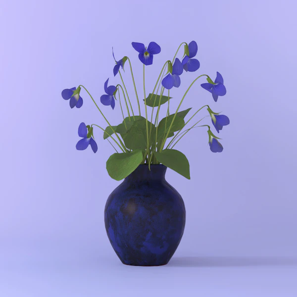 Vase with Violet Flowers