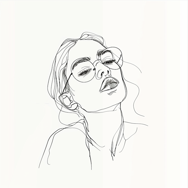 Minimalist Line Drawing of Woman