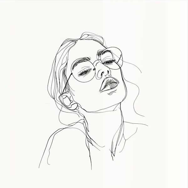 Minimalist Line Drawing of Woman