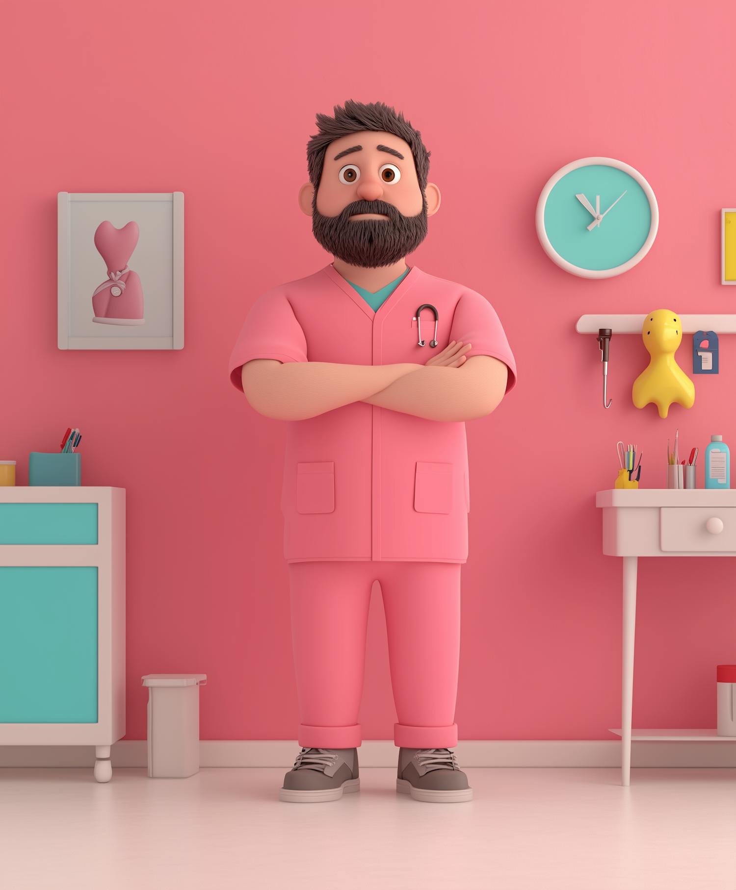 Cheerful Cartoon Pediatrician