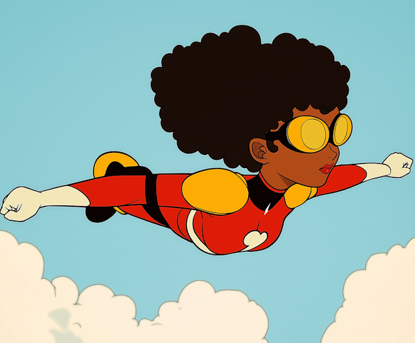 Stylized Female Superhero in Flight