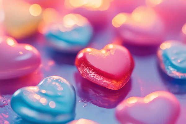 Heart-Shaped Candies Close-Up