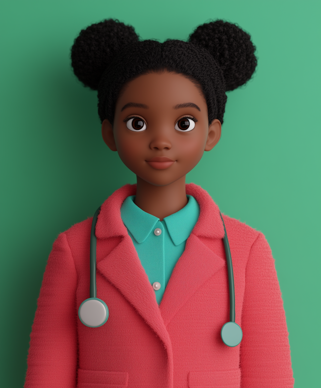 Cheerful Animated Girl with Stethoscope