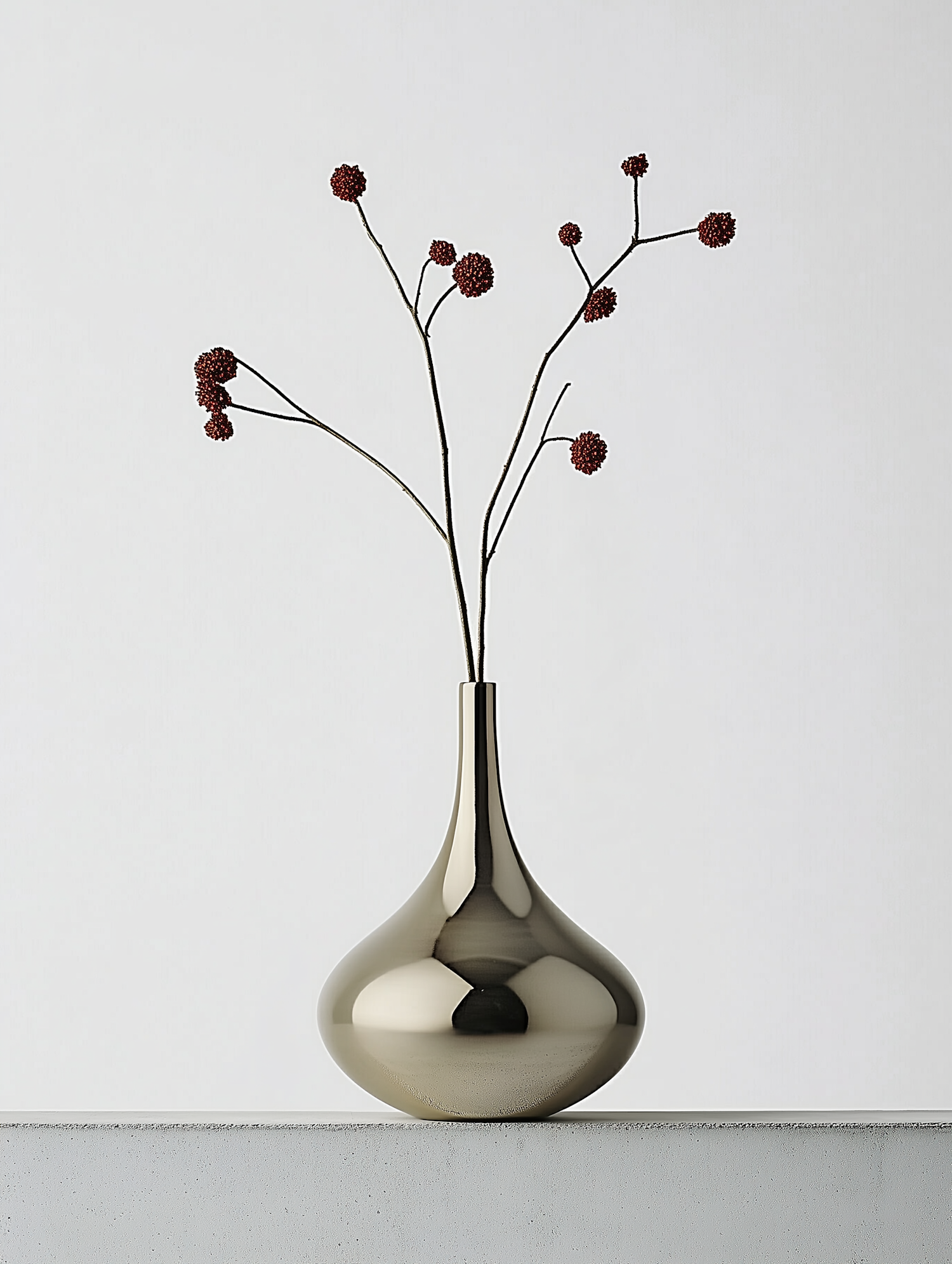 Metallic Vase with Berries