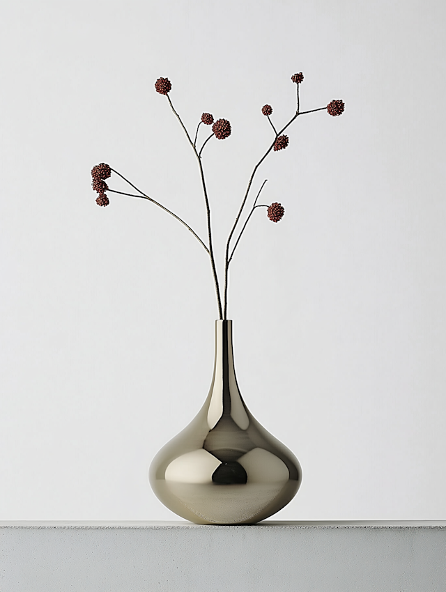 Metallic Vase with Berries